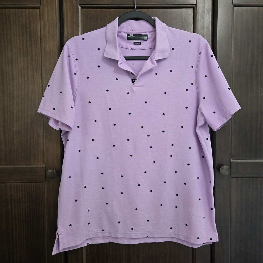 Oakley Hydrolix Mens Medium Golf Polo Hex Dot Lavender‎ Sporty Country Club